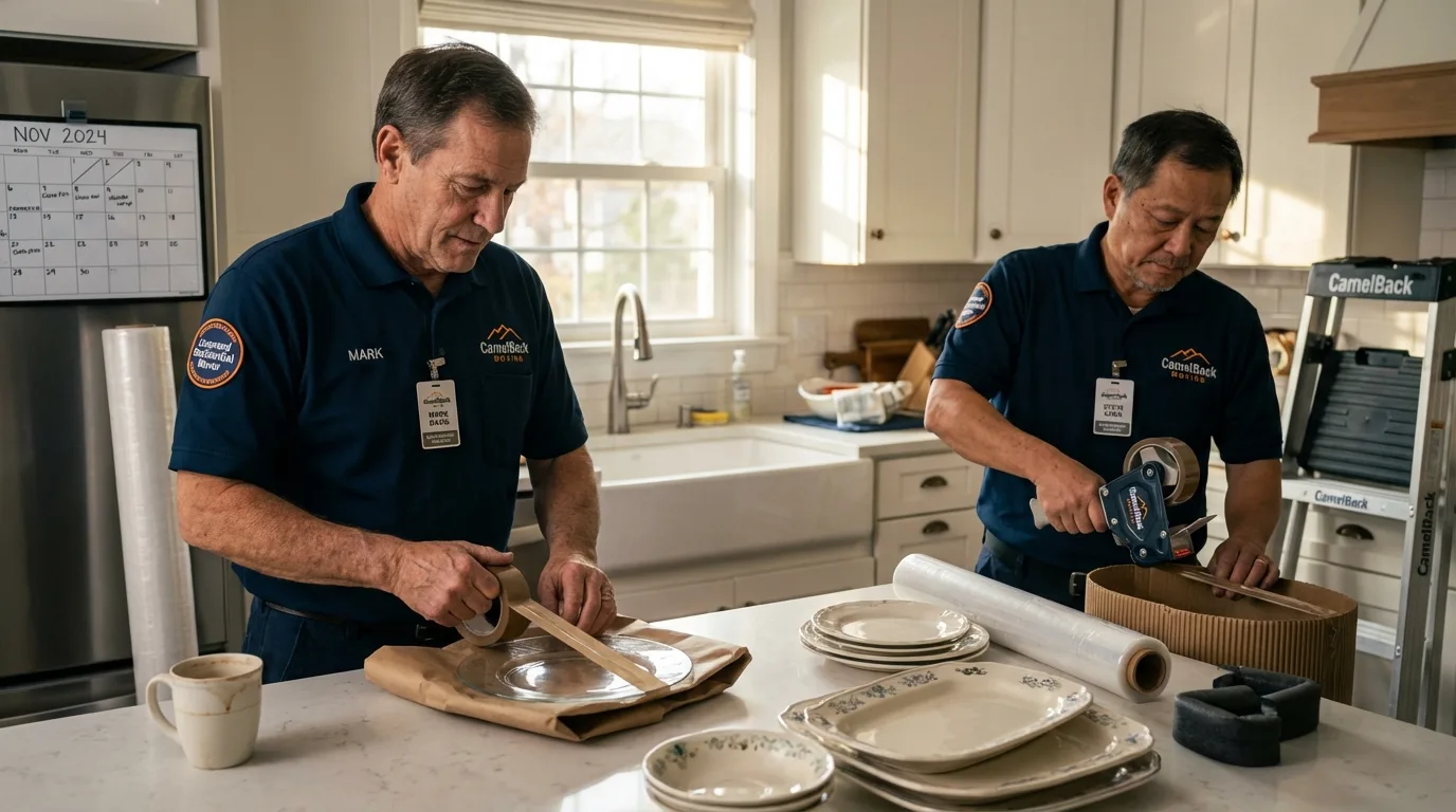 Professional crew packing kitchen dishware in Wildwood, FL